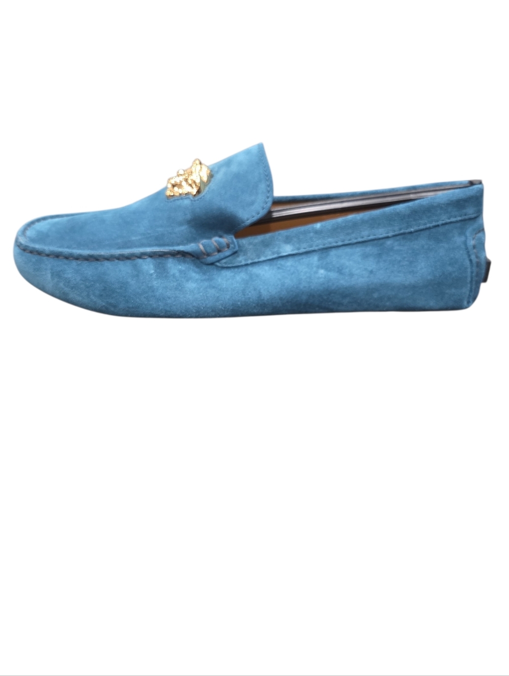 Brand New Authentic Versace Medusa Head Blue Suede Loafer  Size 8 (41)